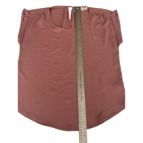 Olive & Oak Womens Mauve Short Sleeve Keyhole Blouse Size M - Picture 4 of 9